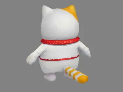 Cartoon Lucky cat - White cat Low-poly 3D model