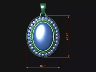 Classic Oval Opal Halo Pendant - 3D Printable Jewelry Model 3D print model