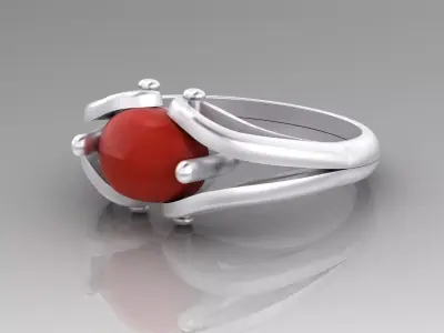 ring with opal  3D print model