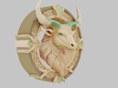 Mystical Bull Emblem Low-poly 3D model