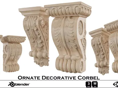 Ornate Decorative Corbel Collection  Low-poly 3D model