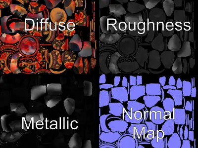 Decorative Floral Vase D Model Pack Low-poly 3D model