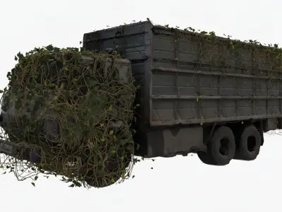 Ruined truck coved with ivy 3D model