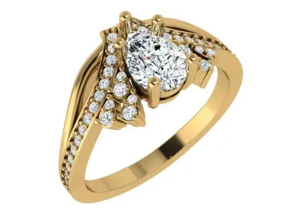 Pear Cut Unique Ring 4684 3D print model