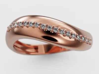 Wave ring with diamonds 3D print model