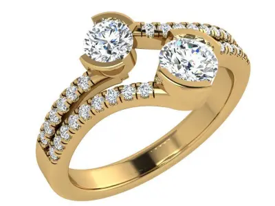 Round Half Bezel Diamond Ring 4347 3D print model