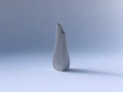 Vase puffy tipped triangle with extruded vertical lines 2 3D print model