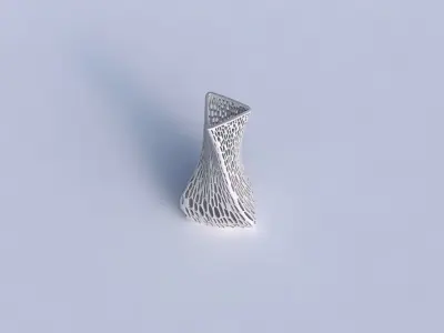 Vase twist puffy triangle with dense organic lattice 2 3D print model