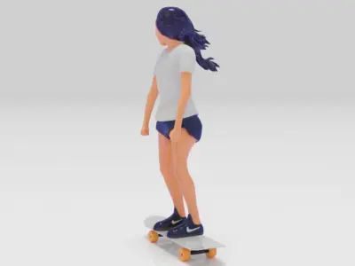 Girls Skate Bording 3D Model STL  3D print model