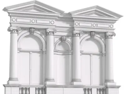 Classic facade with pediment 3D model