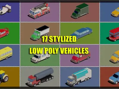 17 Low Poly Stylized Vehicles 3D Model Collection