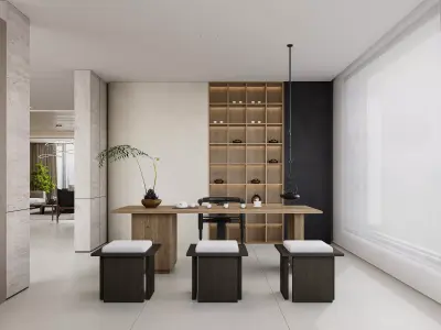 Modern living room dining room interior scenes 274 3D model