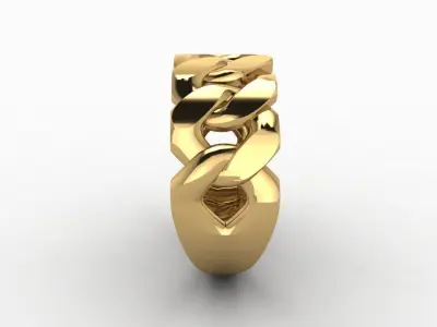 Bold Curb Chain Ring  Cartier-Style 3D Printable Jewelry Model  3D print model