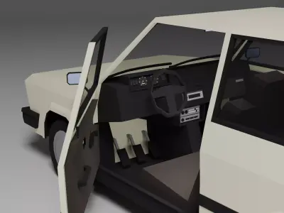 Low Poly 1980s Compact Hatchback 3D Model Car12 Low-poly 3D model