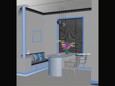 Mid Century interior scene 3D model 3D model