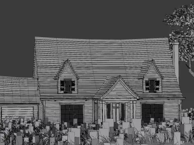 American Style Cottage Exterior 10 Low-poly 3D model