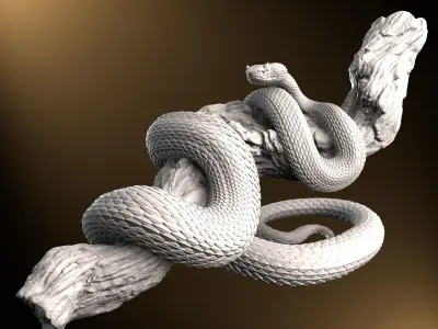 Eyelash Pit Viper Realistic Exotic Snake 3D Print Model 3D print model