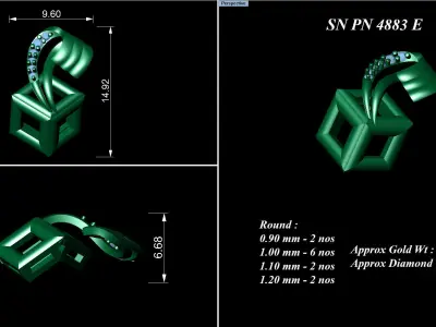 Pendant Earrings combo - 4883 3D print model