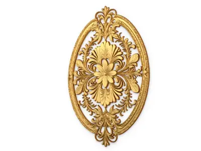 Classic oval carved decor ornament 01  3D model