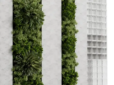 Vertical Garden - Green Wall in a concrete dirty 95 3D model