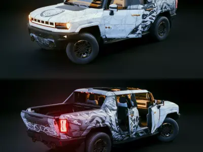 HUMMER EV 2022 Ghost Marble Edition Rigged Low-poly 3D model
