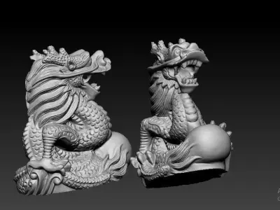 asian dragon 3d free  Free 3D print model