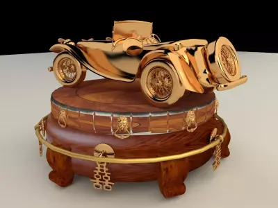 Chinese display stand with classic car 3D model