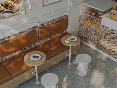 Cafe 3D model Low-poly 3D model