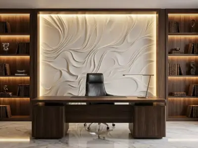 modern panel wall decor set relief stl mural CNC 185 3D model