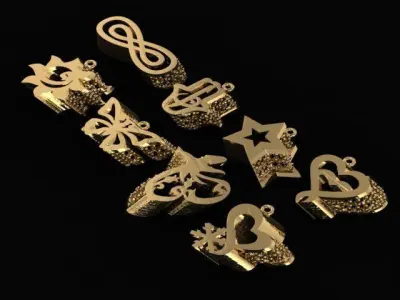 3D necklace 3d  8 models   NEW MODELS  3D print model