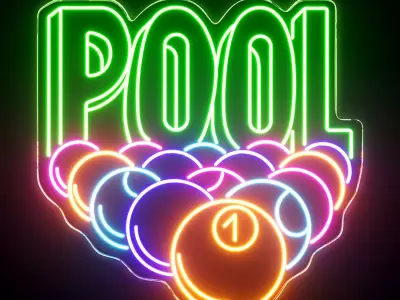 Billiard Pool Neon Sign 3D model