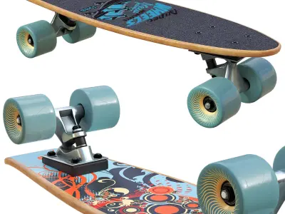 Skateboard with wheels 3D model get