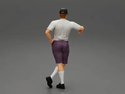 Delivery man waiting for client wearing short and cap 3D print model