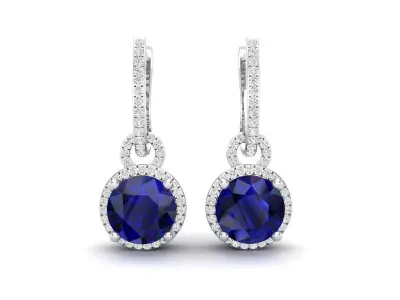 AV 382 Round Diamond Ladies Dangling Drop Earrings 3D print model