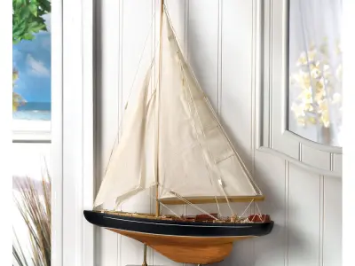 3DModel  Tall Wood and Canvas Ship Model 3D model