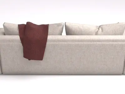 Modern Sofa high quality model with fabric Pillows and Blanket 3D model