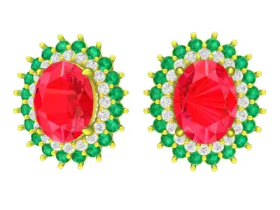 6097 hongkong luxury oval diamond earrings 3D print model