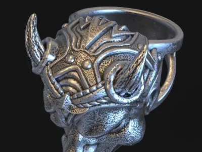 skull ring jewelry Demon  vol2  3D print model