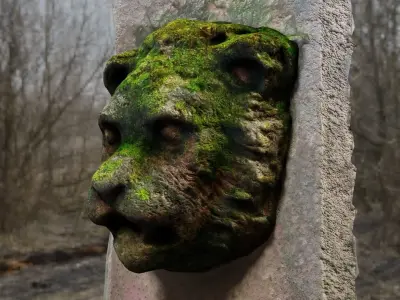 Lion head  Low-poly 3D model