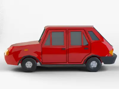 car low-poly 3d model  cartoon cuv Low-poly 3D model