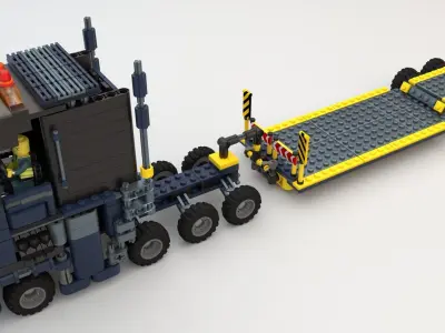 Lego workers and construction equipment 3D model