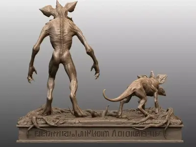 Demogorgon And Demodog Stranger Things Diorama 3D Print Model 3D print model
