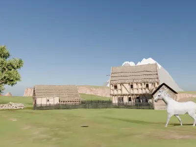 White horse 3D model Low-poly 3D model