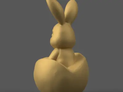Cute Easter Bunny in Egg 3D STL Model for Decoration 3D print model