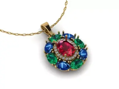 Beautifaul gold oval pendant design 3D print model