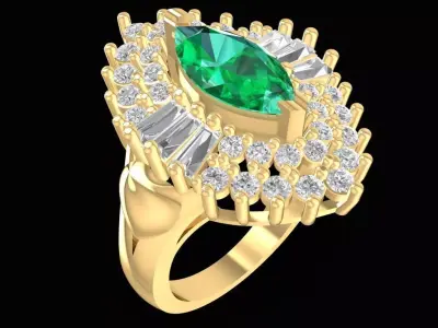 Luxury Marquise Oval Halo Diamond Cocktail Ring for Women  2402 3D print model