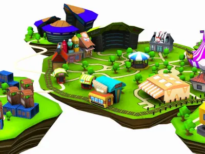 City Land Pack Low-poly 3D model