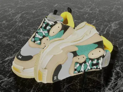BALENCIAGA TRIPLE S TRAINERS 3D SHOES Low-poly 3D model