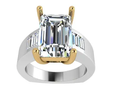 Emerald Diamond Euro Shank Ring 3670 3D print model