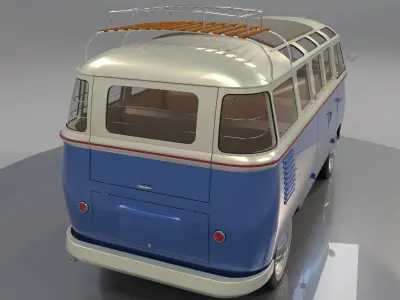 Volks Wagen Type 2 Kombi Samba HIGH POLY and LO POLY 3D model